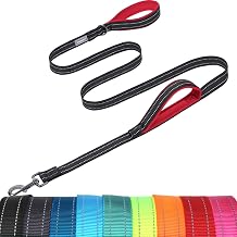 VIVAGLORY Dog Lead Twingrip Double Handle Dog Lead, Leash with Traffic Handle & 2 Loop for Walking & Training, Reflective Traffic Control Heavy Duty for Puppy Pet, 1.5m x 2.5cm, Black