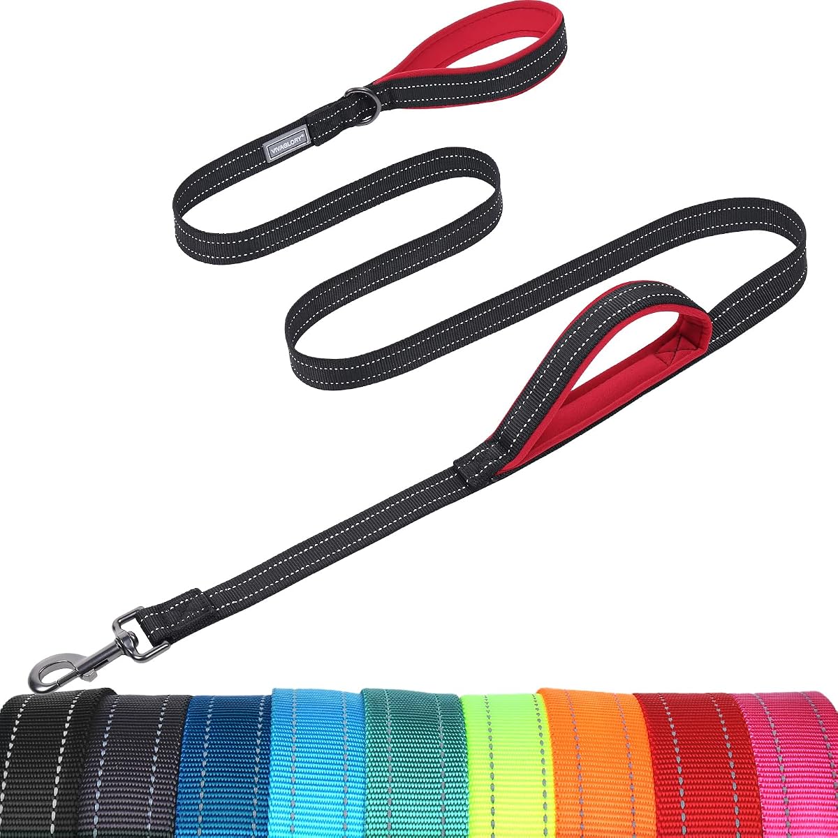 Vivaglory Padded Handle Dog Leash, Heavy Duty 4ft Long Double Handle Leash