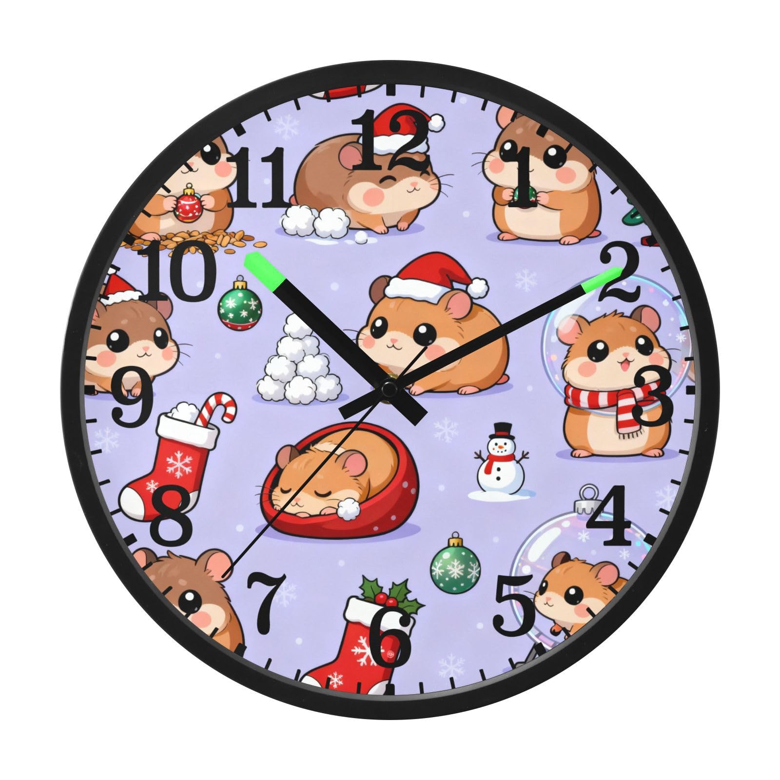 Horloge lumineuse hamsters de Noël GuoChe 30,5 cm pour décorer la chambre enfant