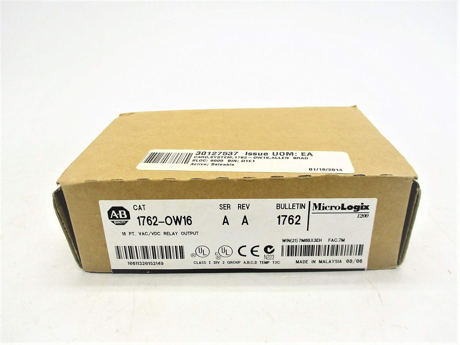 1762-OW16 1762OW16 16 PT. VACVDC Relay MicroLogix Output Module