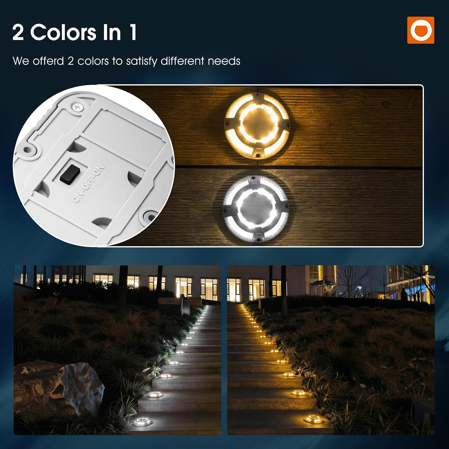 addlon Solar Dock Lights Outdoor 12 Pack, 2 Color Modes LED Deck Marine Waterproof Driveway Marker Lights for Step Sidewalk Stair Garden Pathway Walkway Yard (Warm White/Cool White)