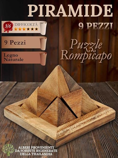 Foto 2 de 5 de Logica Juegos Art. Pirámide 9 pzs - Rompecabezas de Madera 3D - Dificultad 3/6 Dificil