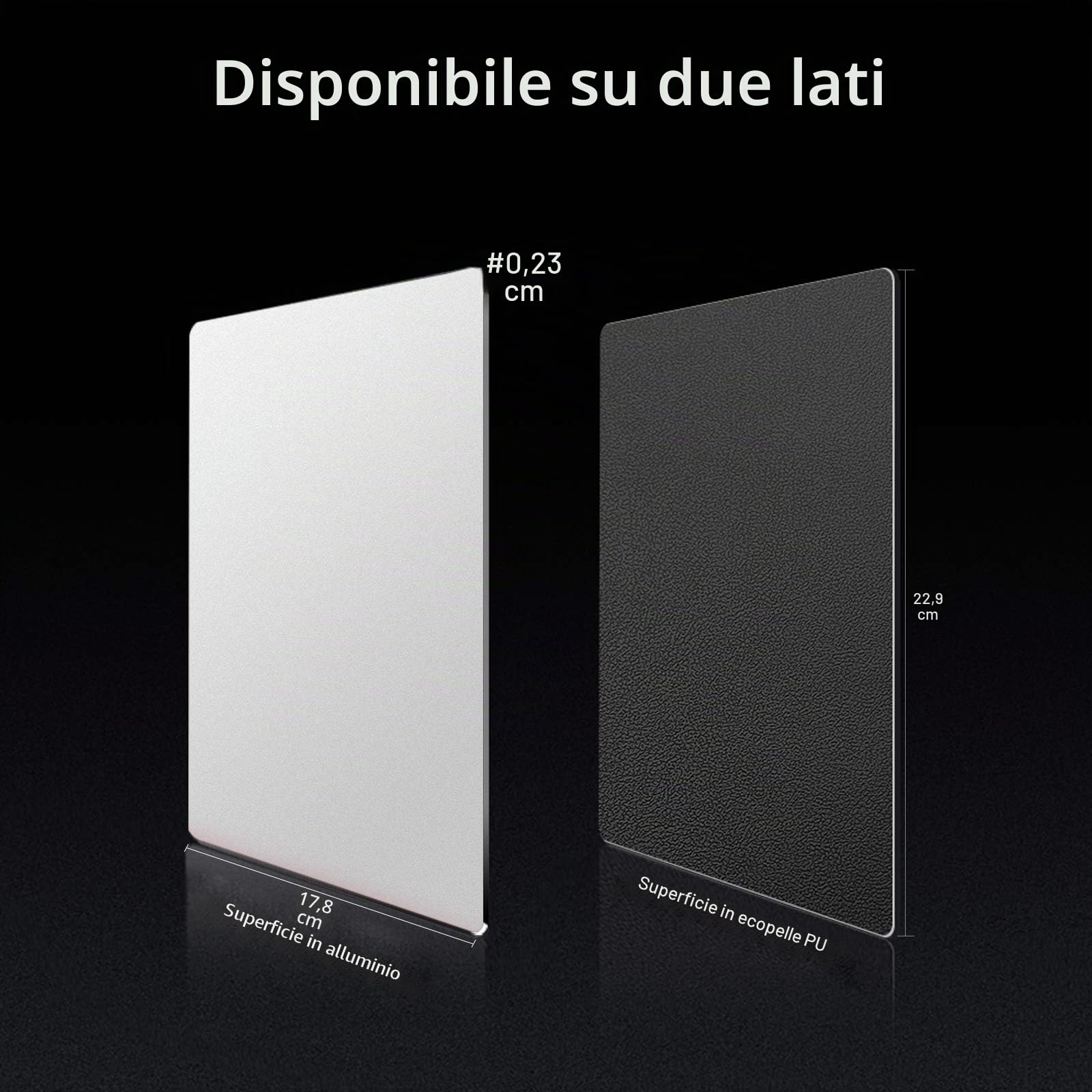 VAYDEER Tappetino per Mouse in Metallo e Alluminio, Rigido Impermeabile, doppia faccia, 23x18 cm Argento