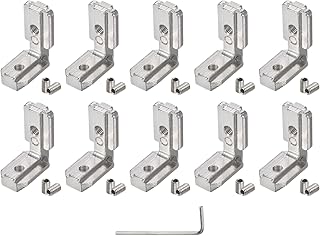 uxcell 10個セット TスロットL字型内部コーナーコネクター M6ネジとレンチ付き 4040シリーズアルミニウム押出プロファイル用 スロット8mm シルバートーン