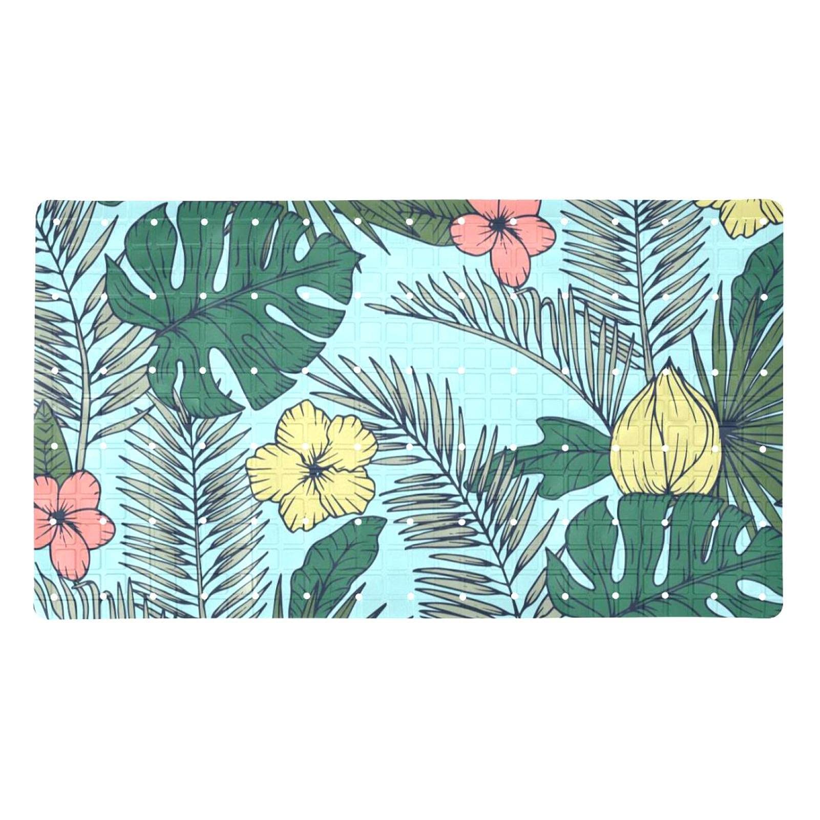 Tapis de baignoire antidérapant avec trous de drainage et ventouses puissantes