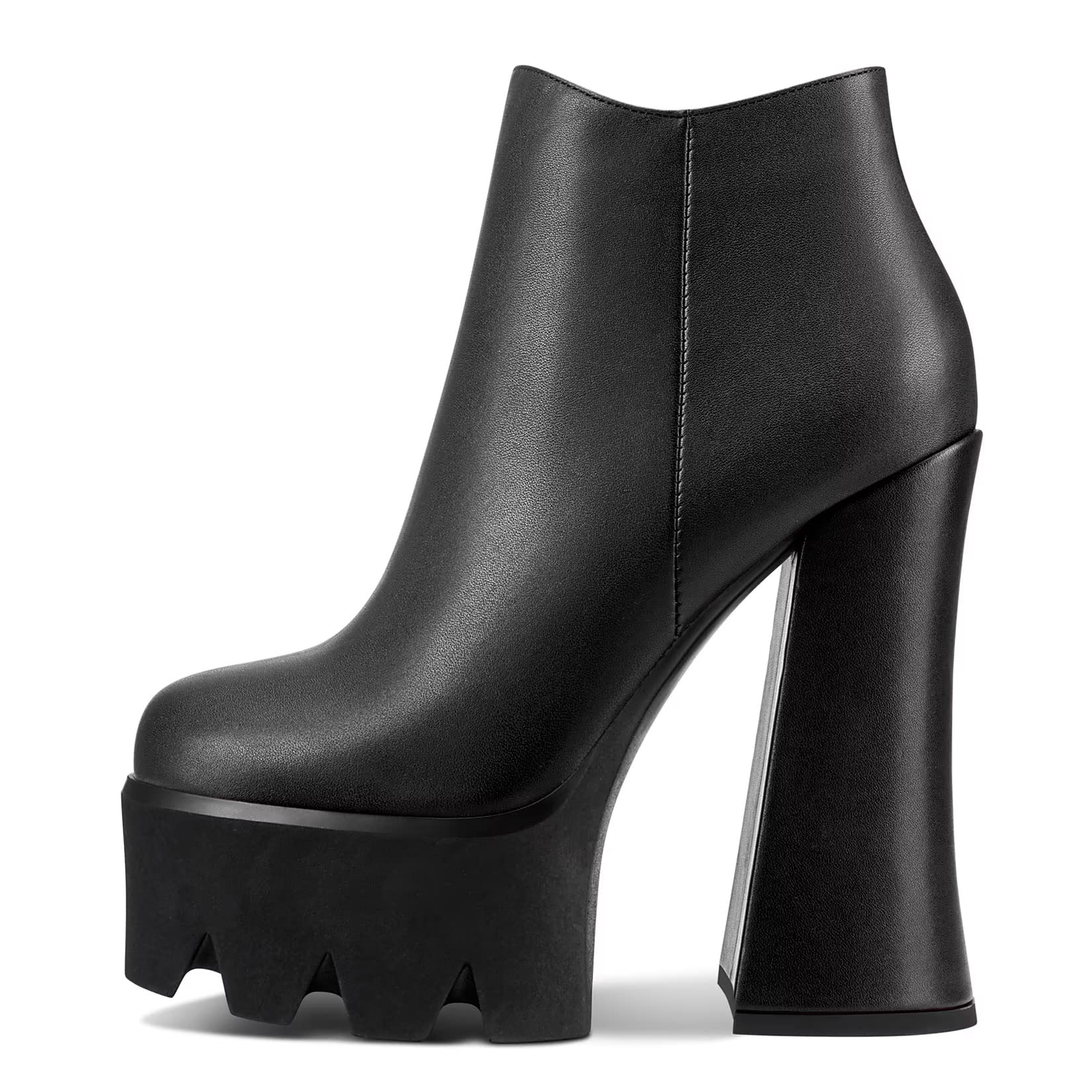 Castamere Women Chunky Block High Platform Heel Round Toe Ankle Boots Short Bootie Slip-on Zipper Dress Party Boots