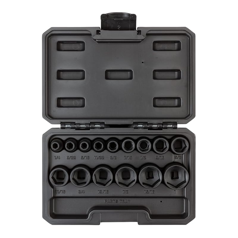 Jogo de soquetes de impacto rasos TEKTON com encaixe de 9,5 mm, 6 pontos, SID91300, 15 peças