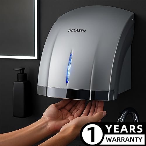 Miniatura 6 de Secadores de manos para baños, paquete de 2 unidades con enchufe de 2 pines de 110 V, limpiaparabrisas automático compacto de alta velocidad