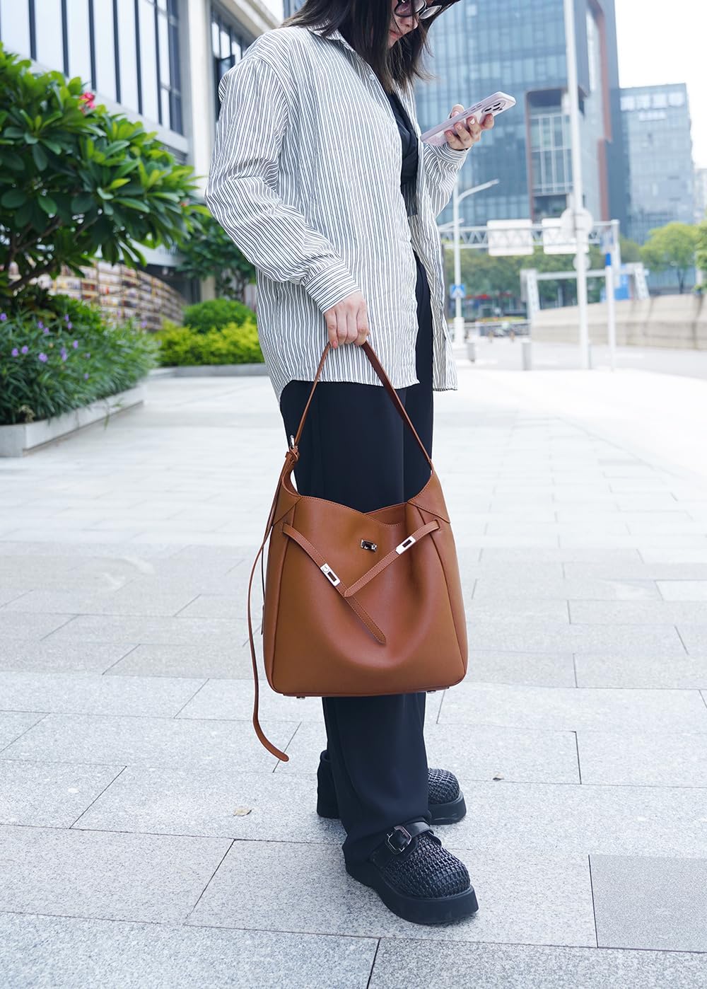 Genuine Leather Hobo Bag for Women, Slouchy tote Bags Purse Shoulder bag