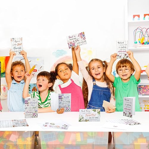 Vista 6 de Containlol 24 tarjetas de felicitación cristianas inspiradoras con motivación de las Escrituras, tarjeta floral con versículos bíblicos con sobres