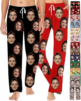 Custom Face Pajama Pants with Photo for Men Women Personalized Pj Bottoms with Pictures Customized Christmas Gifts
