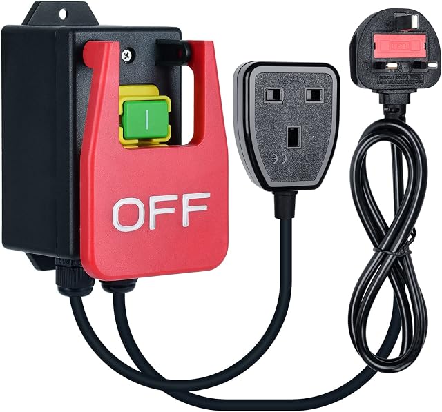 220V Single Phase On/Off Switch, Briidea Router Table Switch with Large Stop Sign Paddle Easy Contact for Quick Power Off for Table Saws and Other Electrical Equipment