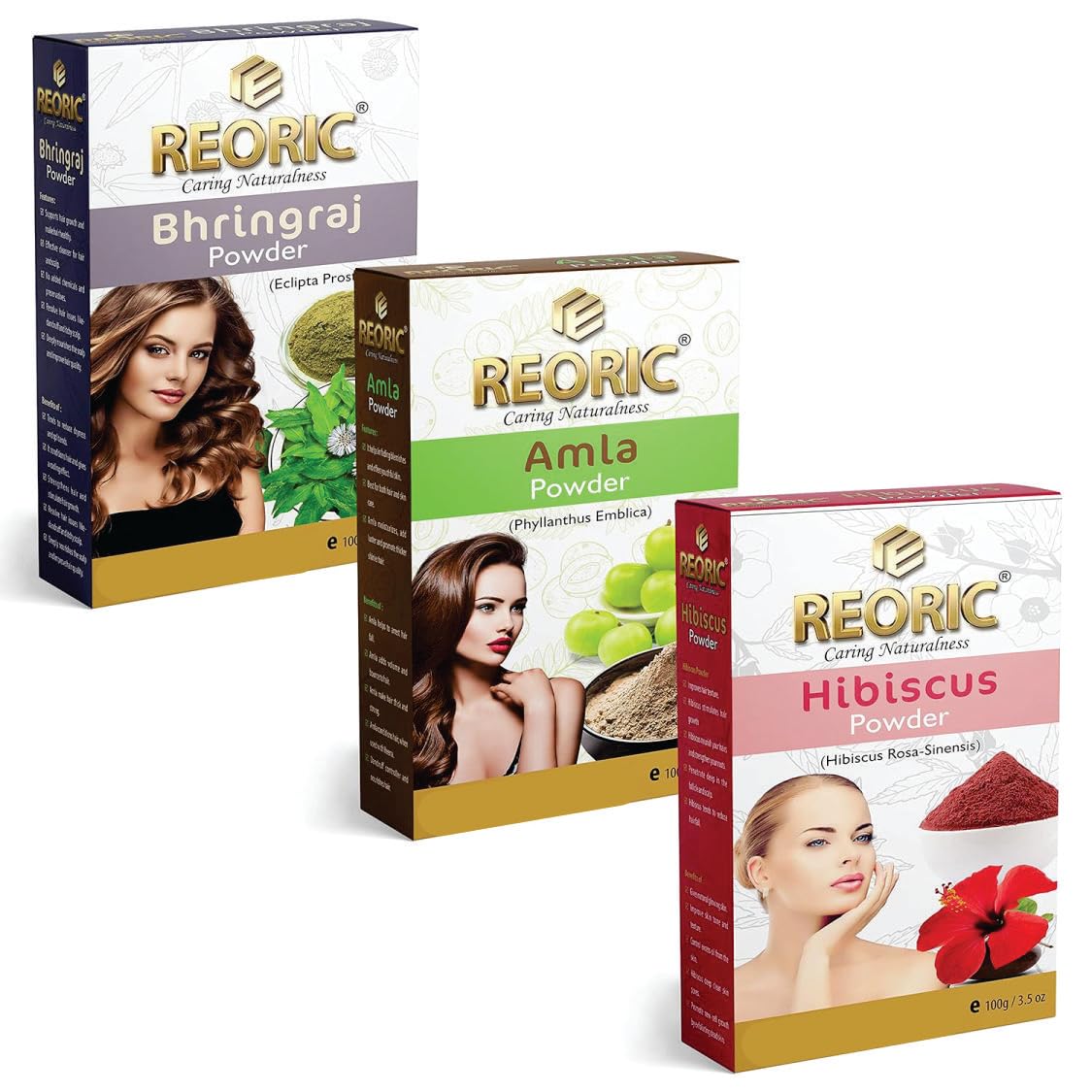 Reoric amla powder bhringraj powder brahmi leaf powder |amla powder |indian gooseberry powder |Organic Karnataka Bhringraj (False Daisy) Leaf Powder|brahmi leaf powder for hair(300g, Pack of 3)-image-6