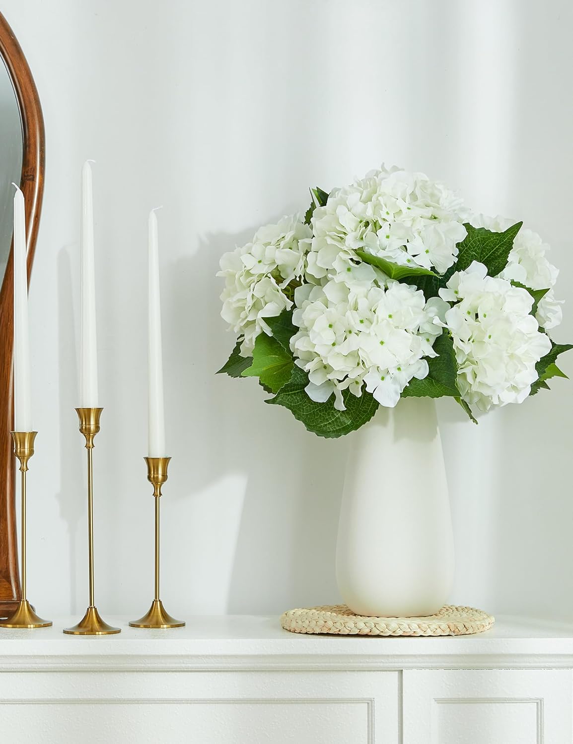 25" Faux Hydrangea Flowers,Real Touch White Latex Hydrangeas Spring Flowers Artificial for Decoration 3Pcs - Image 5