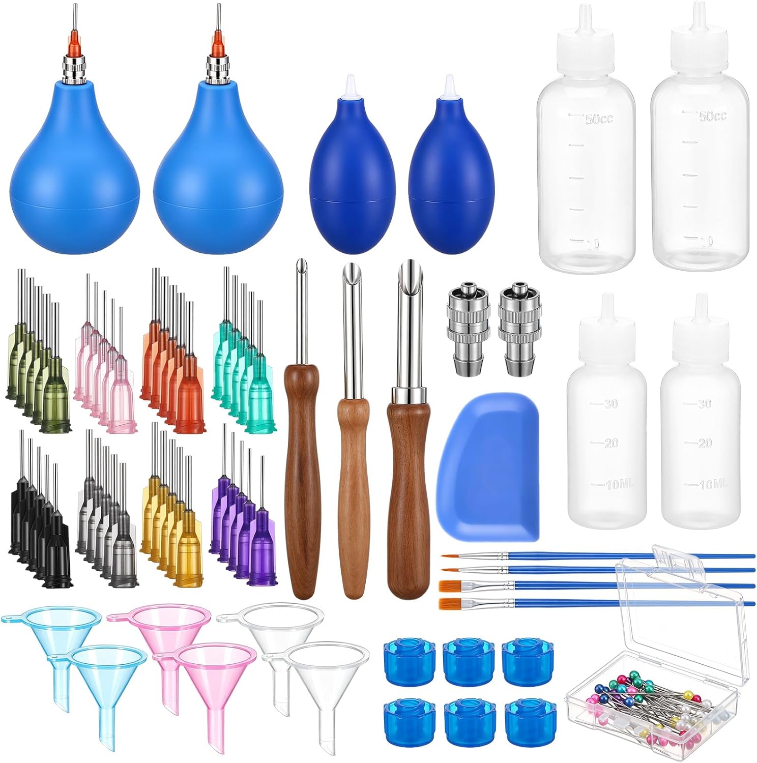 Chunyin 160 Pcs Pottery Tools Supplies Ceramic Precision Applicator, Precision Tips Applicator for Ceramic Bottles Glaze 3 oz Clay Tool, Slip Trailing Pottery Squeeze Bottle, Glaze Brushes, Dropper