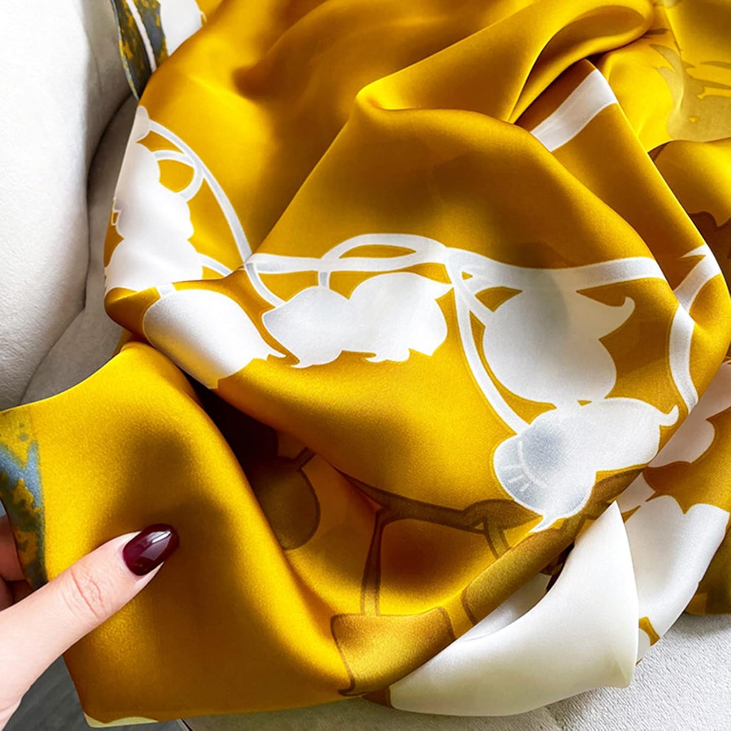 Aufeel Fashion Scarves 100% Satin Silk Scarf Long Lightweight Sunscreen Shawls Wraps for Women Hair Scarves - Image 5