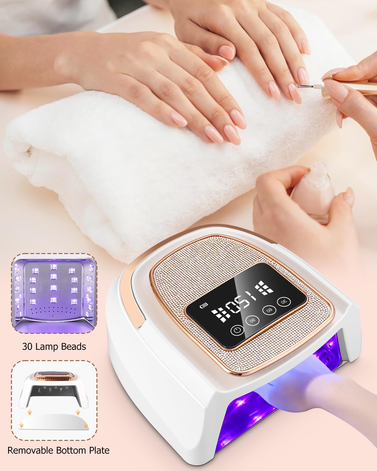 Lampara UV Led Uñas,Secador de Uñas,Lampara Uñas Gel,lampara uñas semipermanentes con 4 Temporizador,Con Pantalla LCD y Sensor Automático,Para Manicura Pedicure Nail Art en el Hogar