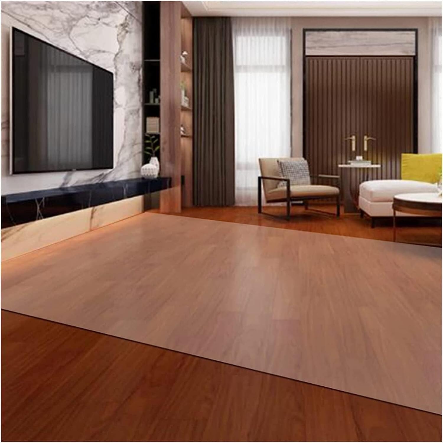 Office Chair Mat, PVC Transparent Plastic Floor Mat, 1mm Thick, Transparent PVC Table/Chair Mat(100x100cm)