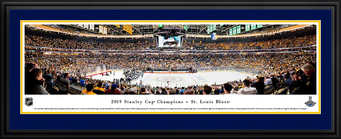 St. Louis Blues, 2019 Stanley Cup Champions - 44x18-inch Double Mat, Deluxe Framed Picture by Blakeway Panoramas
