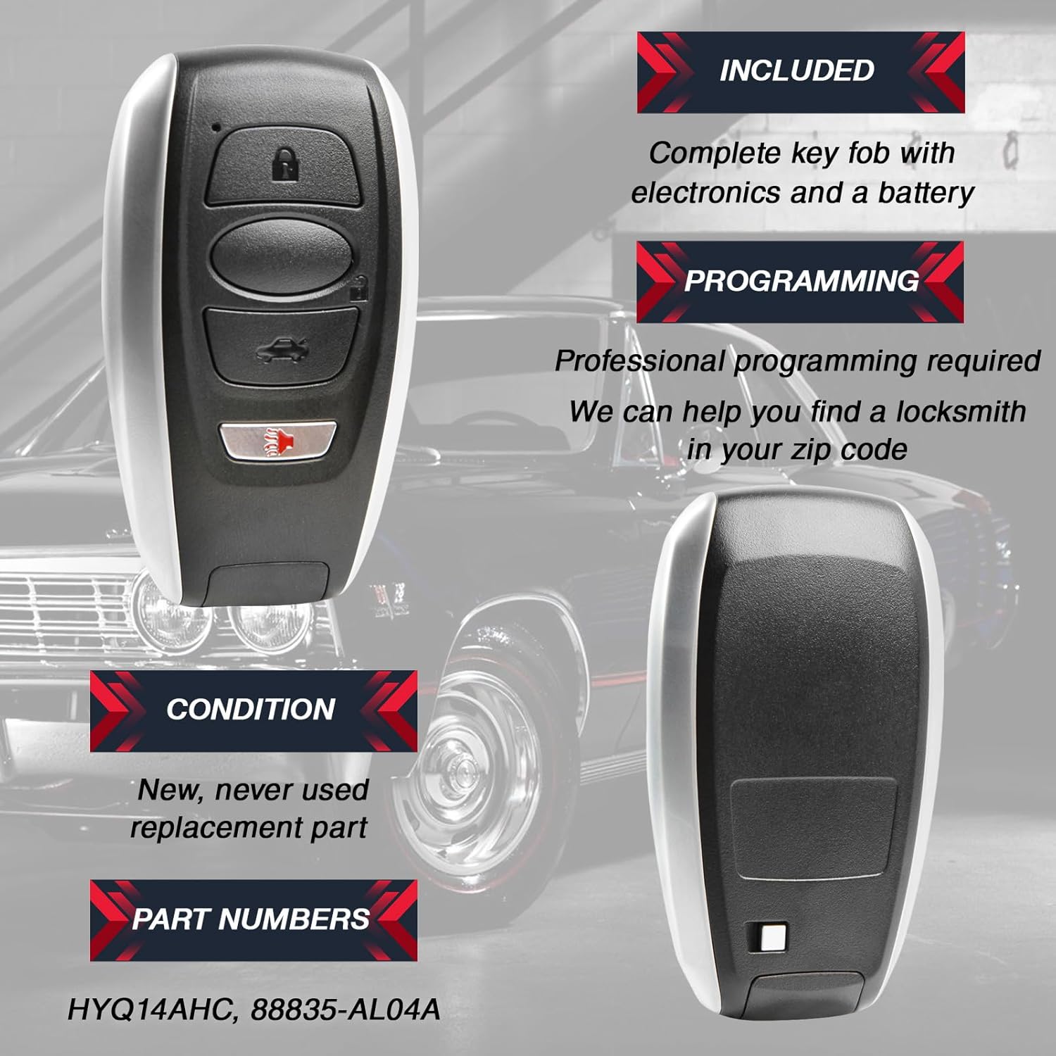 USARemote Keyless Entry Remote Car Key Fob 4-Button Replacement for Subaru Legacy Outback Forester BRZ Impreza WRX STI XV-Crosstrek (HYQ14AHC, 88835-AL04A, 315 Mhz)