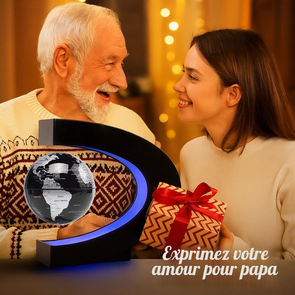 Globe Flottant à Lévitation Magnétique avec Lumière LED – Décoration Unique pour Bureau, Maison ou Chambre, Cadeau d’Anniversaire pour Hommes, Enfants, Mari ou Patron