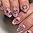 Halloween Press on Nails Short Oval Fake Nails Press ons Chrome Pink False Nails with Designs Heart Snake Glossy Full Cover Acrylic Glue on Nails Artificial Stick on Nails for Women Decoration 24Pcs