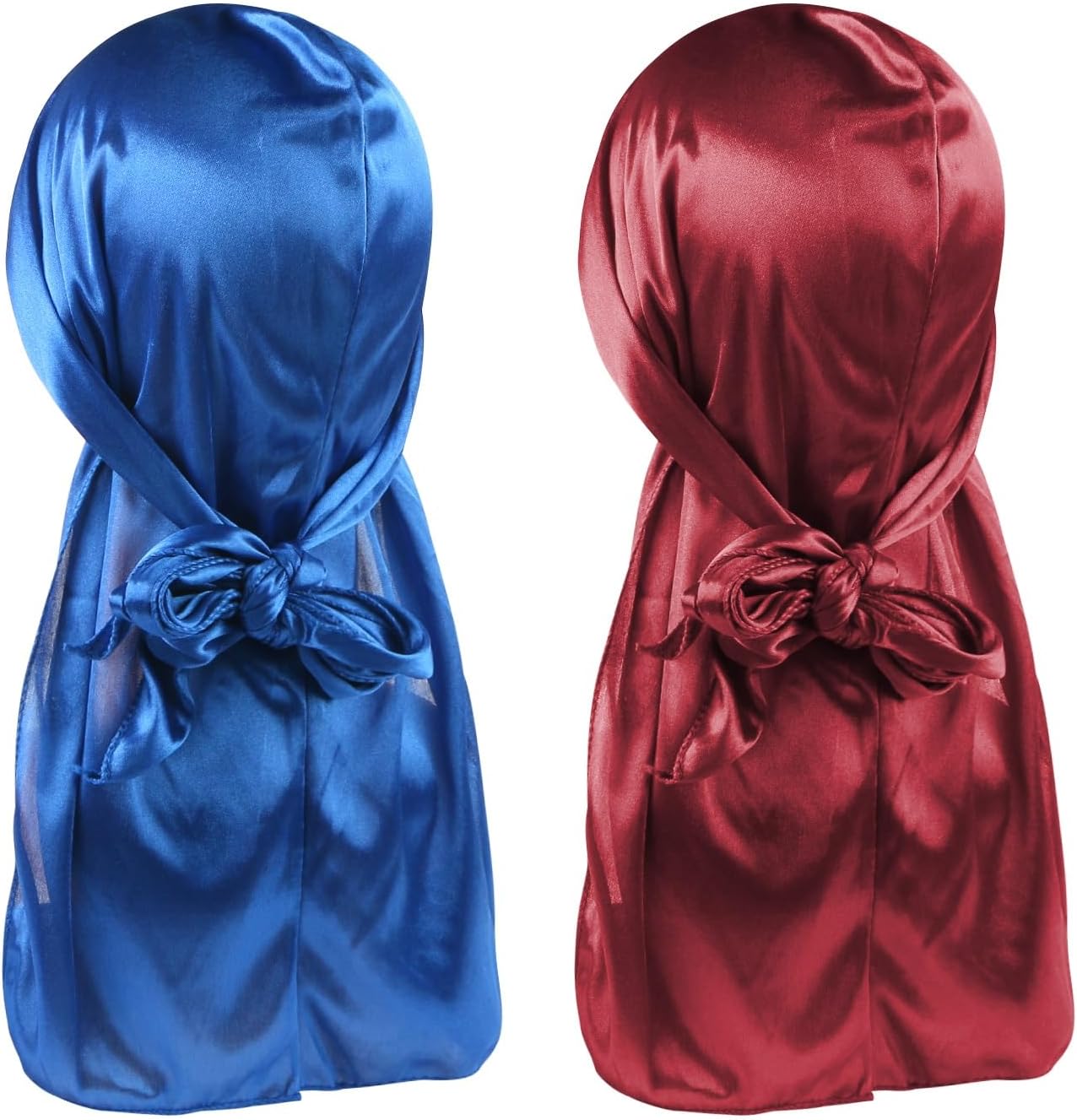 Velvet Durag Stretchable Luxury Wave Cap Headwraps with Long Tail and Wide Straps for Men Women, 2 Pcs