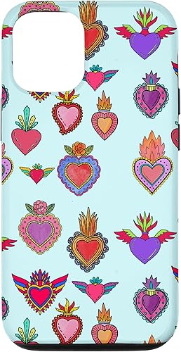 Funda para iPhone 14 Latinas Milagros con corazones de lata para regalo de acuarela