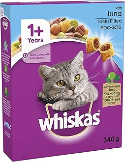 Whiskas 1+ - Dry Cat Food - for Adult Cats - with Tuna - 6 x 340 g