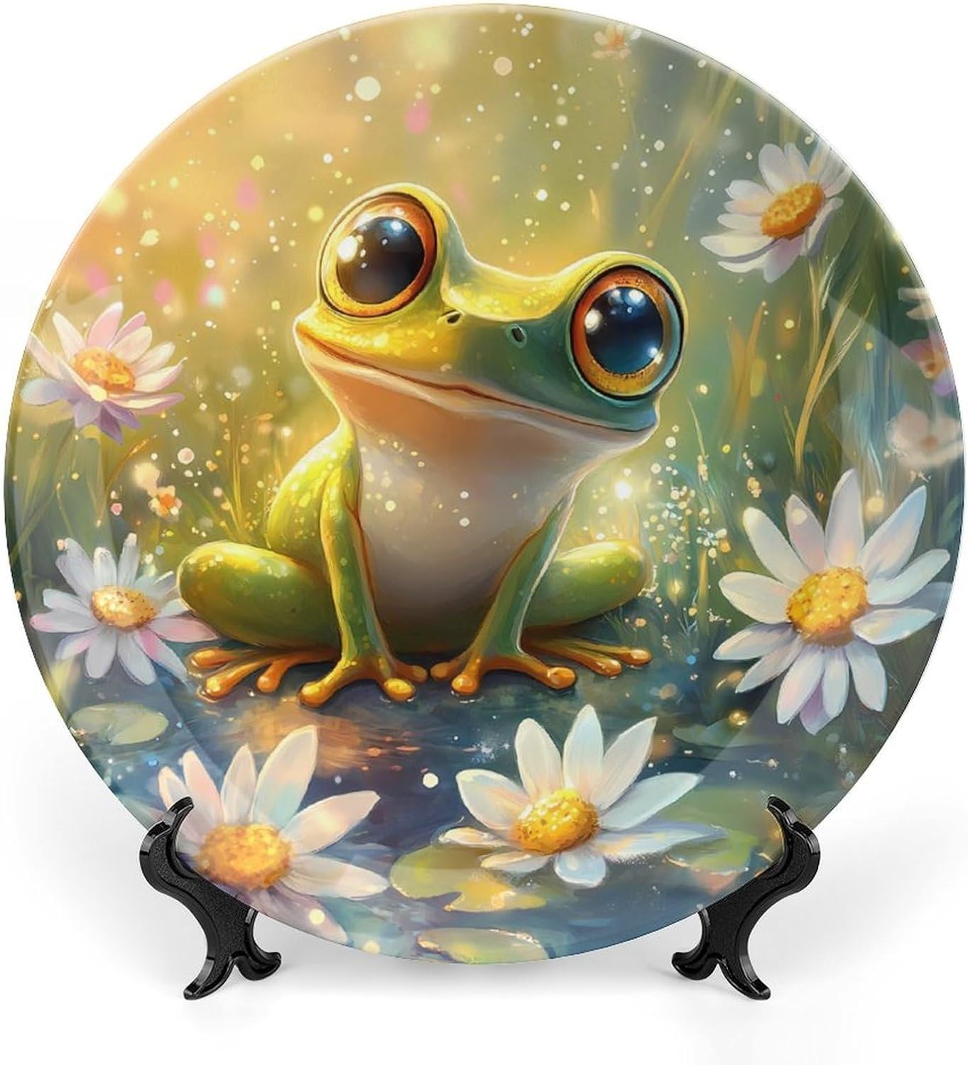 Frog Flower Decorative Plate Tray Decor Trinket Dish Bone China Dinner Plates for Home Office Kitchen