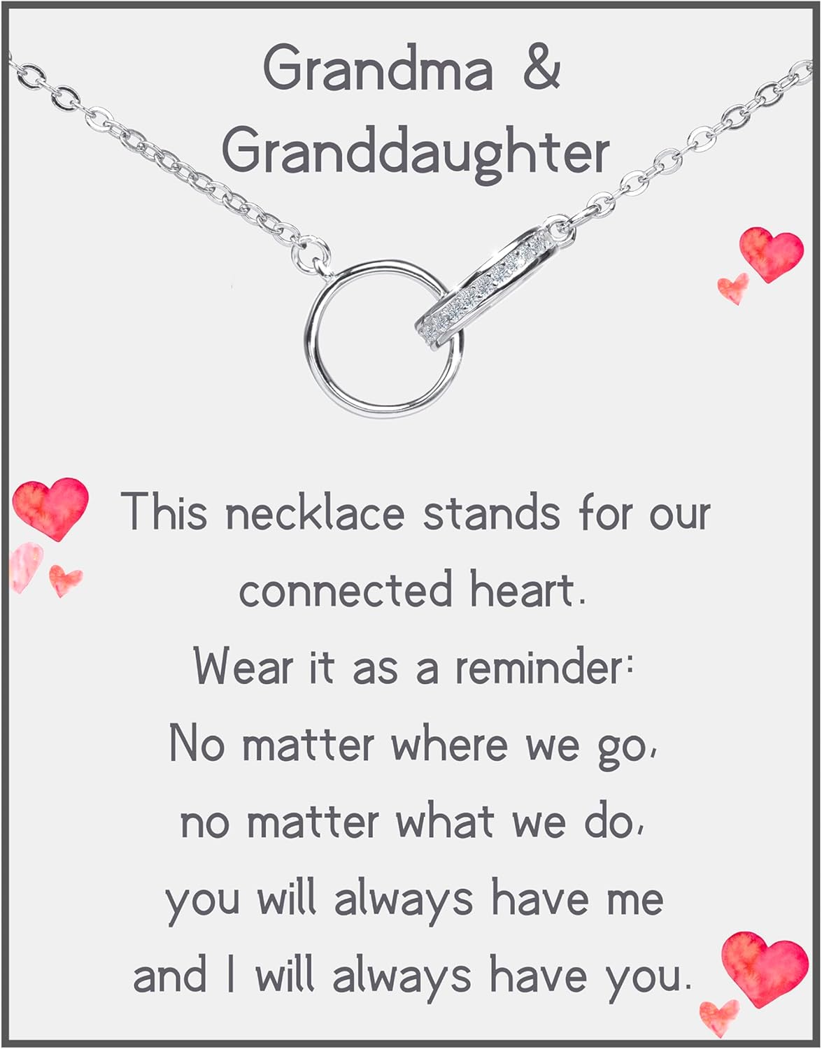 Dainty Sterling Silver Necklace Jewerly for Mother 925 Sterling Silver 2 Rings Pendant with Heart-felt Message Gift for Mom