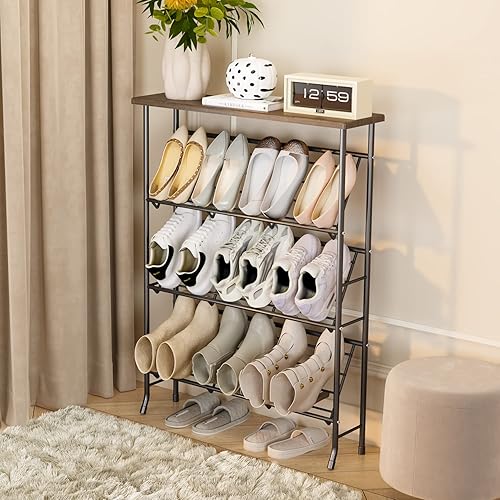 Miniatura 3 de Shoe Rack Storage Sturdy 4 tier Metal Shoe Storage Cabinet Free Standing Shoe Racks Space Saving Over the Door Shoe Organizer for Entryway Hallway