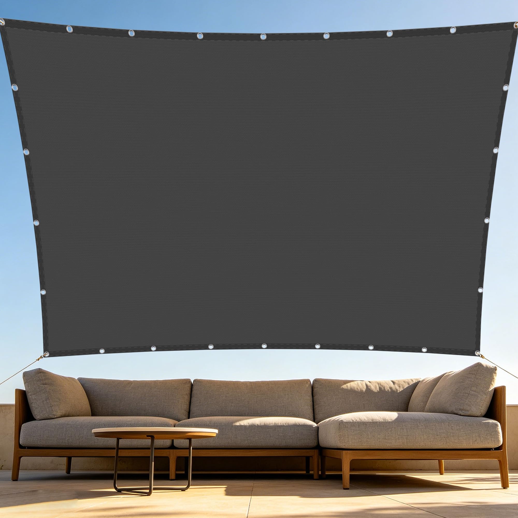 Voile d'ombrage gris foncé 1.6x5 m haute densité imperméable pour extérieur