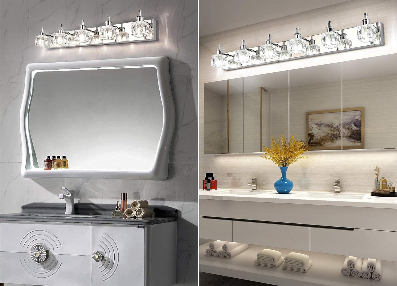 PRESDE Bathroom Vanity Light Fixtures Over Mirror 5 Lights with 6 Lights