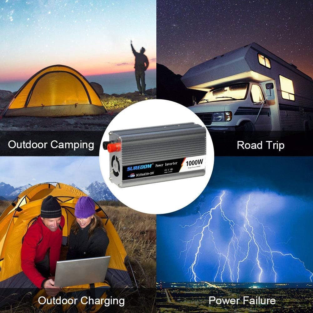 Inwerter 12v Na 110v, Konwerter Dc Na Ac Do Samochodu Przetwornice Mocy 1000 W Z Uniwersalnym Gniazdem Gniazdka Ac I Portem Usb Zawiera Przewód Wtykowy Zapalniczki I Zaciski Akumulato, 12Vto110V