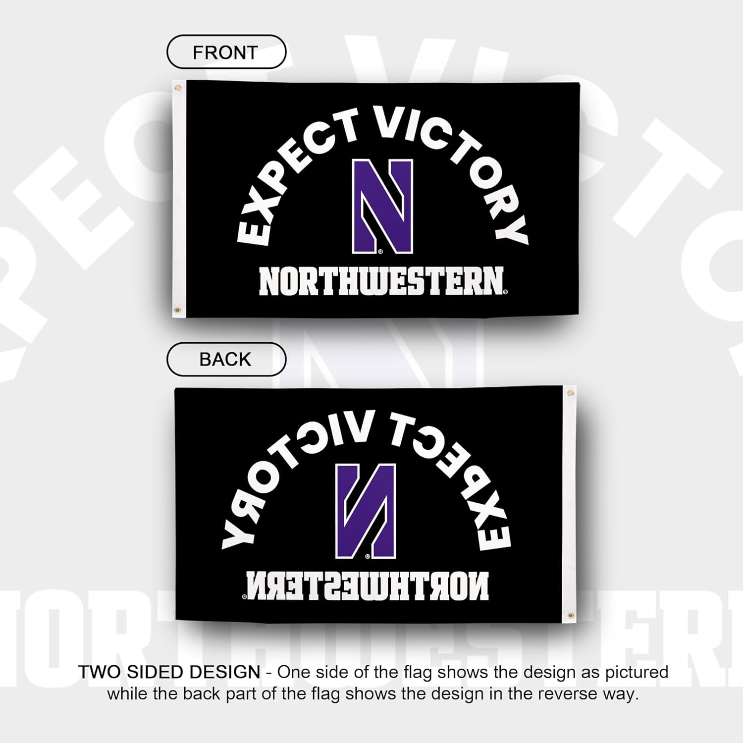 Desert Cactus Northwestern University Flag - 3 x 5 Feet NU Wildcats Banner, Indoor/Outdoor Durable Fabric Display (Style H) - Image 2