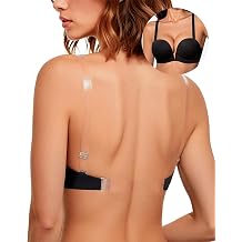 Upushall Backless Bra with Clear Straps and Back Plunge Bras for Women Black 34C