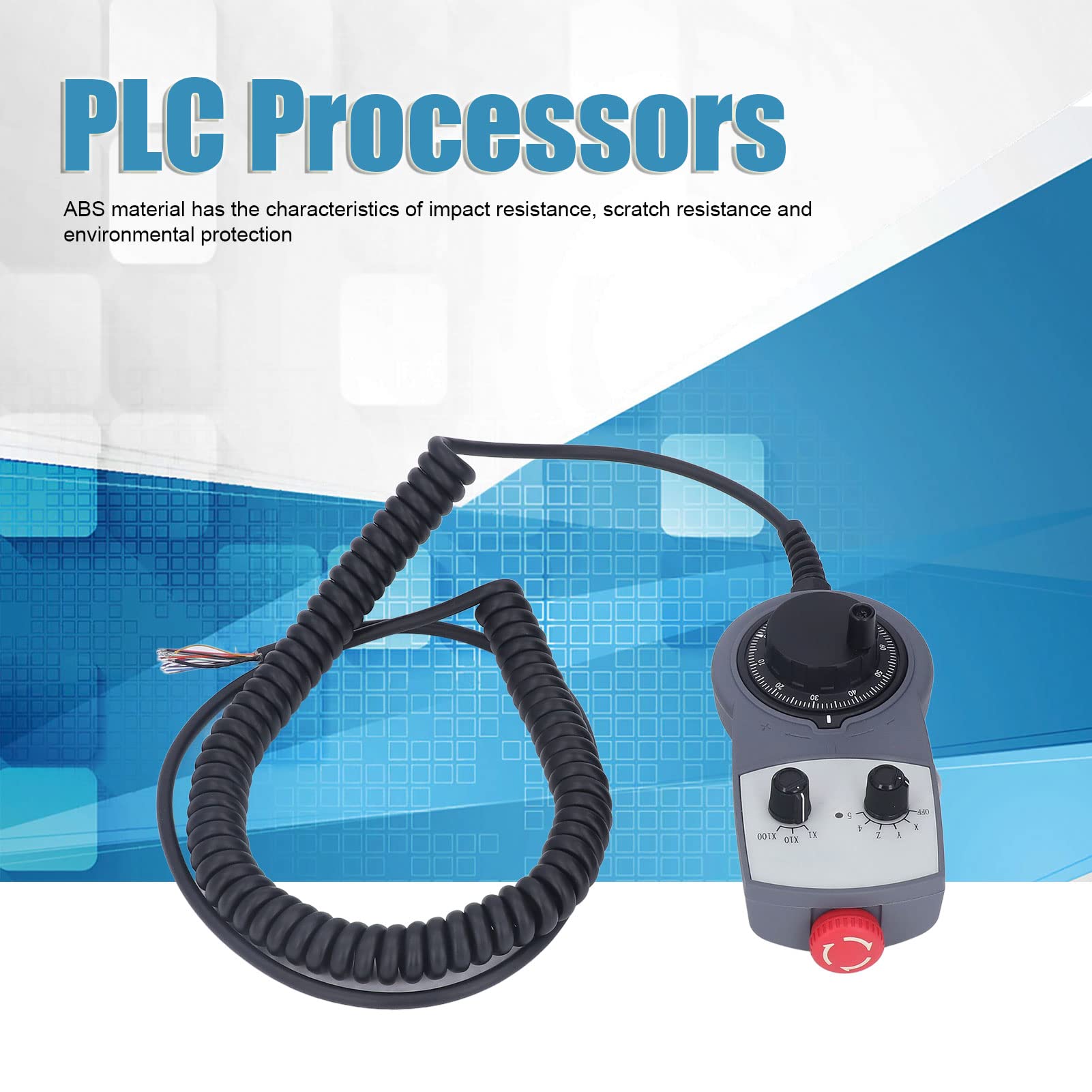 Electronic Handwheel CNC Controller, PLC Processor Harness Direct Connection with Emergency Stop ABS Ergonomic Wire for CNC Machine Tools