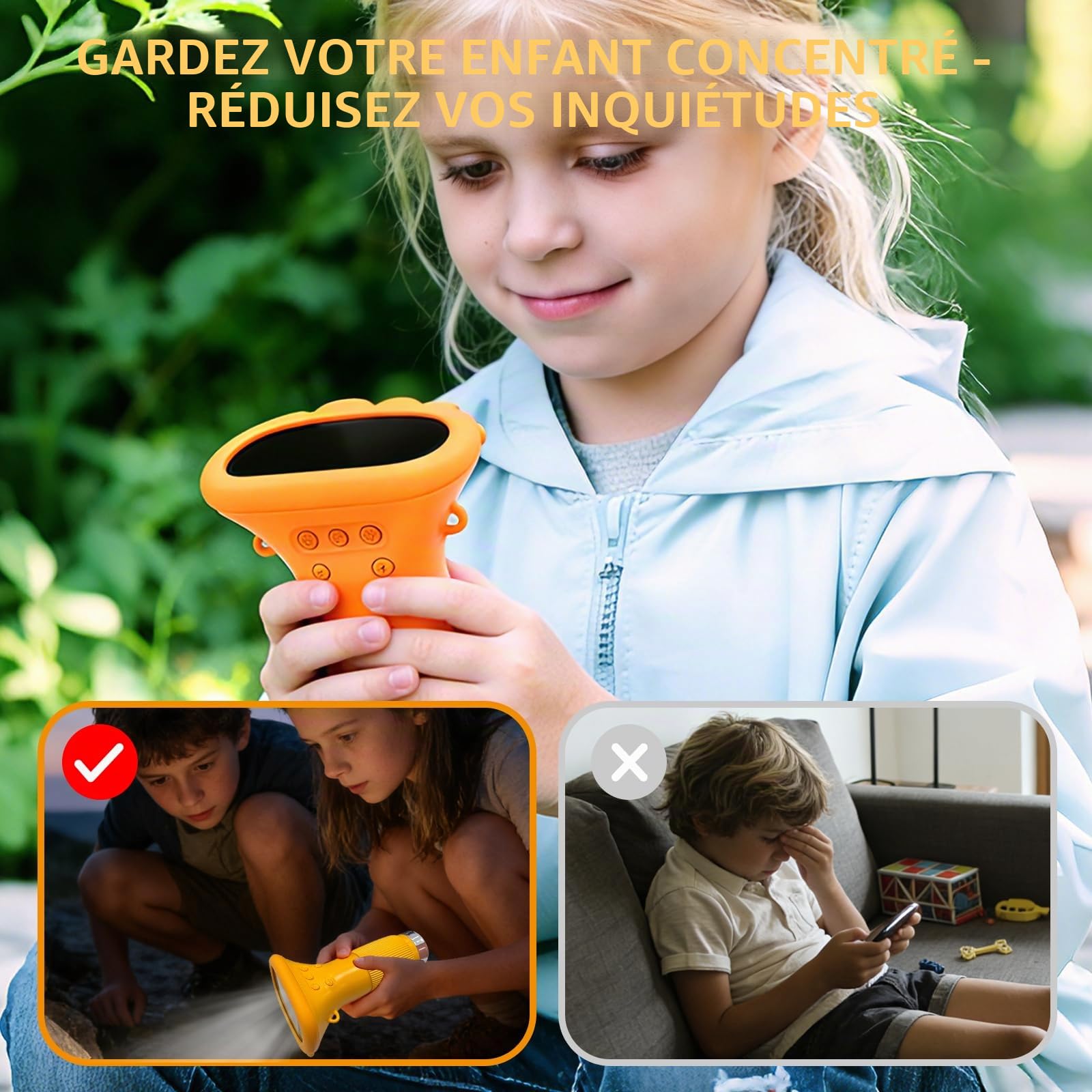 Microscope Portable pour Enfants, 1000X Mini Microscope Numérique avec Écran IPS 2,0" et 8 LED, Microscopes de Poche USB Type-C Compatible PC, Jouet Scientifique pour Enfants dès 3 Ans, Jaune