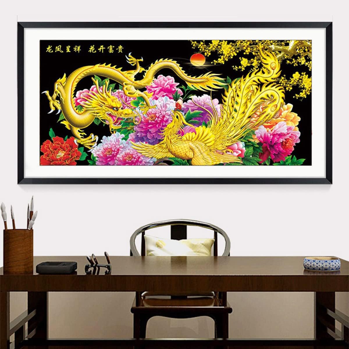 Instarry 5D Diamond Painting Kits for Adults Large Size Chinese Dragon Mosaic Embroidery Wall Decorations 47.2x19.7 inch