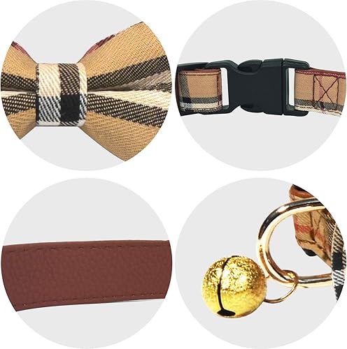 Miniatura 4 de KUDES Paquete de 2 collares para perro con pajarita y campanas collar ajustable para perros pequeños medianos grandes y mascotas