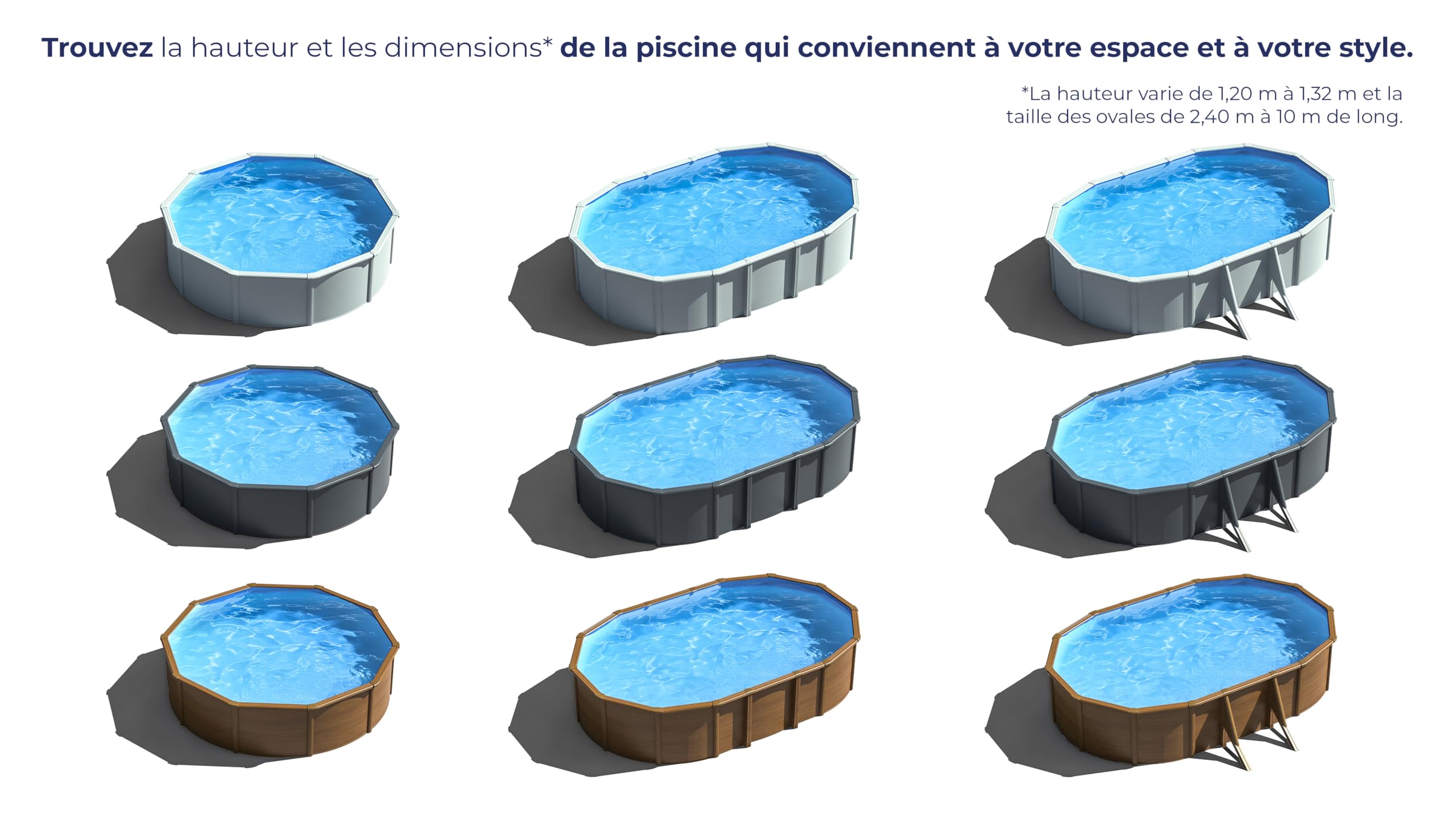 GRE KITPR453W Sicilia - Piscine Hors-Sol en Acier, Piscine Ronde avec Structure en Acier Imitation Bois. Piscines Hors-Sol pour Jardin, Ø460 x 120 cm