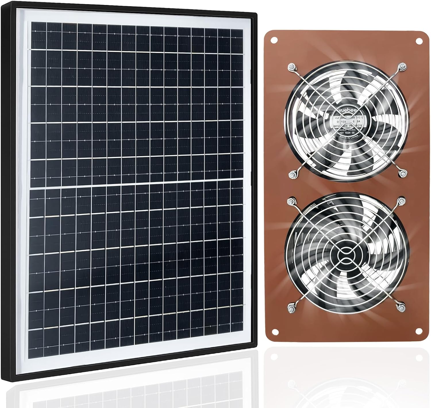 FUTUREZEN Solar Panel 2 Fan Kit, 20W Solar Powered Fan for Chicken Coops, Greenhouses, Sheds, Solar Exhaust Fans & Powered Fan with Intake, Exhaust, 3500RPM, Waterproof, Adjustable Mount, 8.8FT Cable