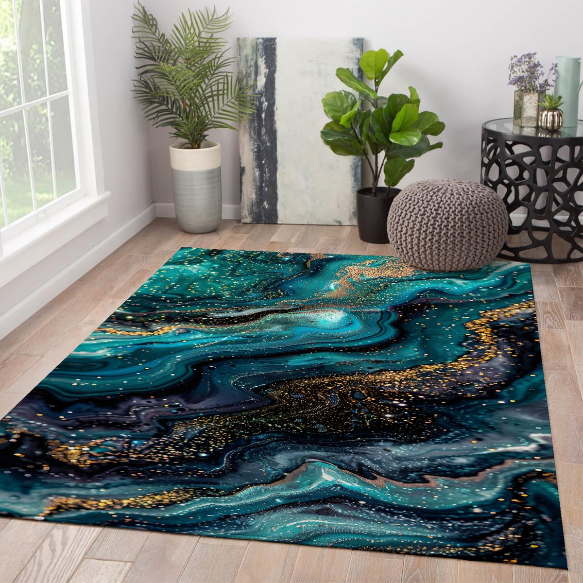 Tapis de salon moderne effet marbre tourbillonnant 160x230 cm