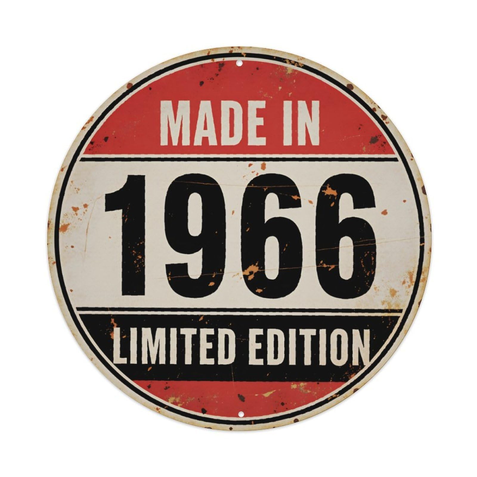 Made In 1966 Limited Edition Vintage Round Metal Vintage Aluminium Metal Sign, Retro Wall Decor for Home, Bar, Garage & Farmhouse 20x20cm