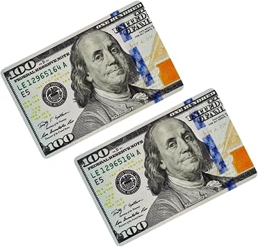 2 PCS Card Skins Hundred Dollar Bill Decal with Easy Pull Tabs for Transportation Key, Debit, Credit Card Covering Personalizing Bank Card Small Chip