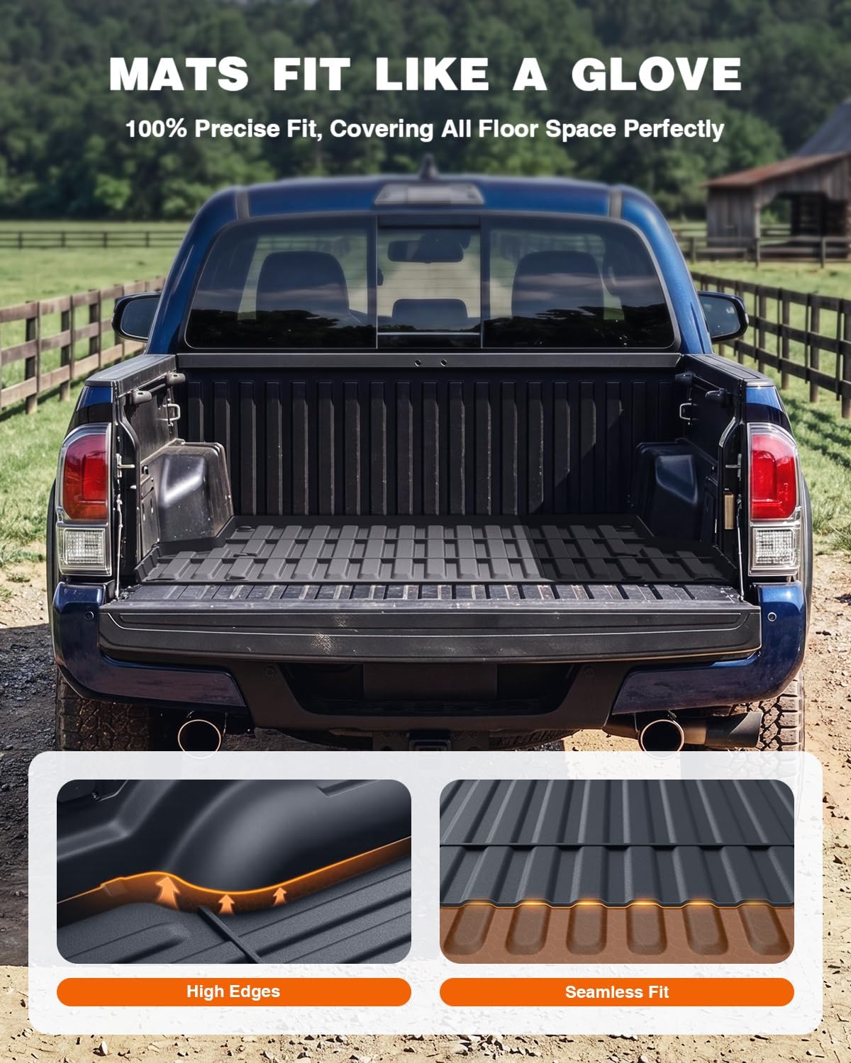 5FT Truck Bed Mat for 2005-2023 Toyota Tacoma(5FT,61.3'' Bed), Heavy Duty Custom Fit All Weather TPE Truck Bed Liner for Toyota Tacoma 2023 2022-2005 Accessories(Not Fit Drop-in Liners)
