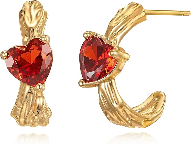 FETTERO Gold Hoop Earrings for Women, 14K Gold Plated Open C Shape Hoops Lightweight Chunky Gold Earrings, Hypoallergenic Gold Earrings for Women Ear Piercing Jewelry Gifts