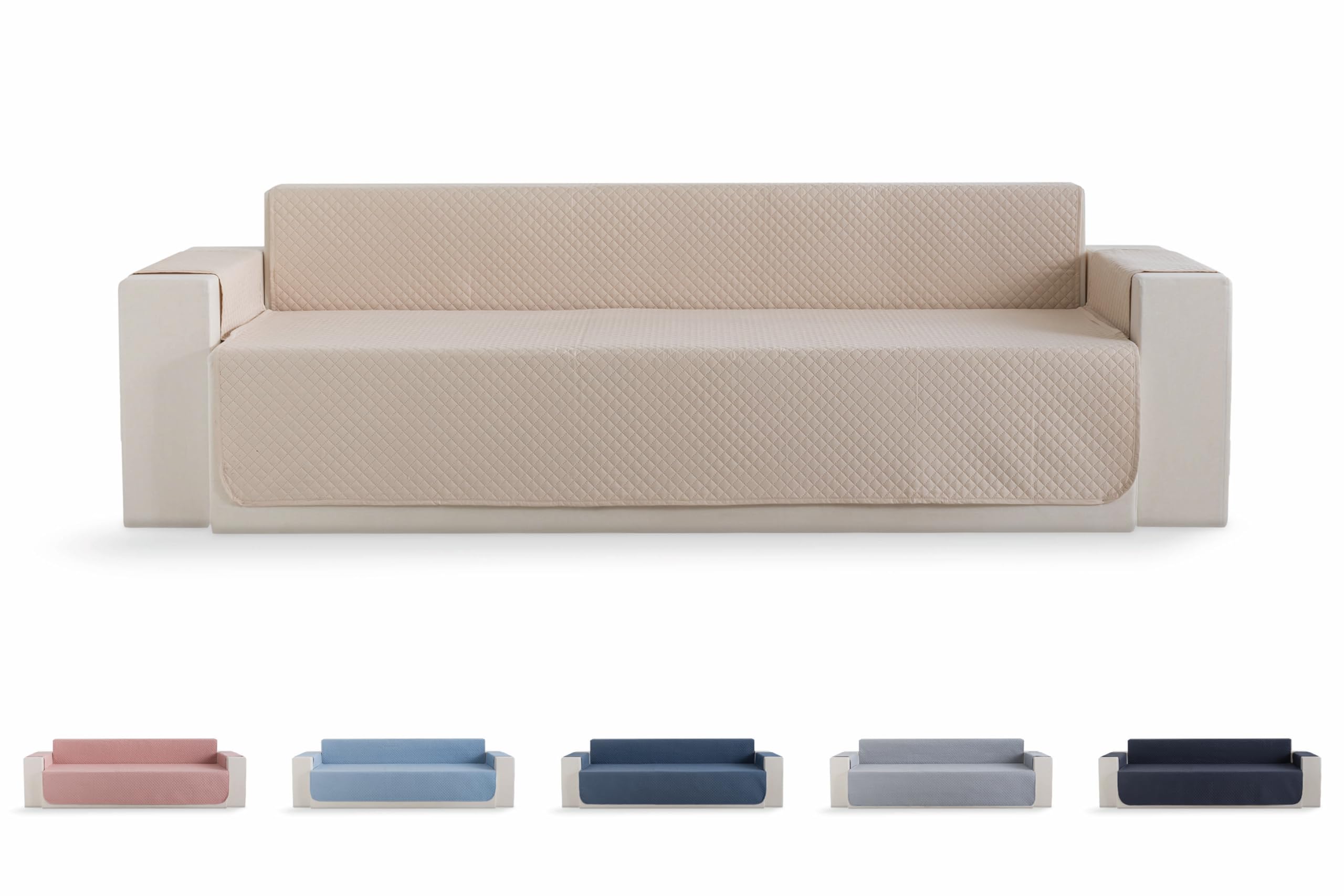 Todocama – Funda Cubre sofá, plazas, Protector de sofás Acolchado de Rombos, Transpirable, fácil de Limpiar, (Beig Arena, sofá 4 plazas)