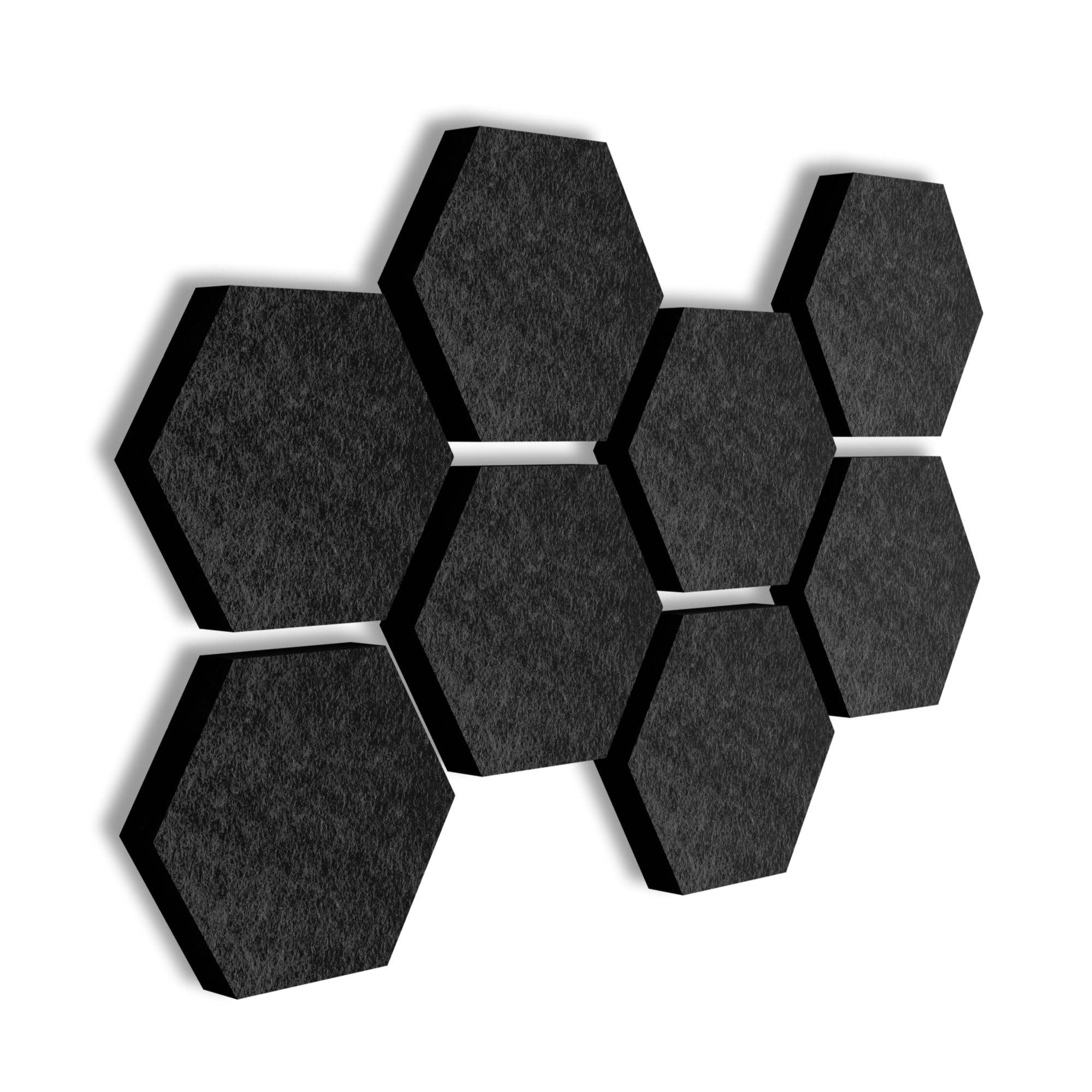 SILENT4® Set di pareti fonoassorbenti HEXAGON, 8 elementi in vello acustico, montaggio adesivo, immagine acustica, miglior suono attraverso i pannelli acustici per l'ufficio, l'home office e il gaming